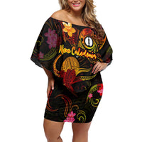 New Caledonia Family Matching Off Shoulder Short Dress and Hawaiian Shirt Octopus Plumeria Polynesian Tattoo