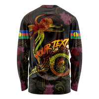 New Caledonia Long Sleeve Shirt Octopus Plumeria Polynesian Tattoo