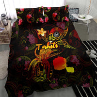 Tahiti French Polynesia Bedding Set Octopus Plumeria Polynesian Tattoo