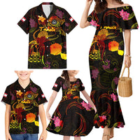 Tahiti French Polynesia Family Matching Mermaid Dress and Hawaiian Shirt Octopus Plumeria Polynesian Tattoo