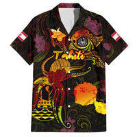 Tahiti French Polynesia Family Matching Short Sleeve Bodycon Dress and Hawaiian Shirt Octopus Plumeria Polynesian Tattoo