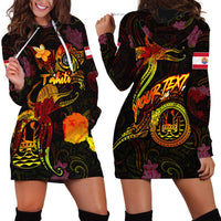 Tahiti French Polynesia Hoodie Dress Octopus Plumeria Polynesian Tattoo