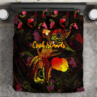 Cook Islands Bedding Set Octopus Plumeria Polynesian Tattoo