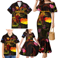 Cook Islands Family Matching Mermaid Dress and Hawaiian Shirt Octopus Plumeria Polynesian Tattoo