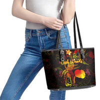 Cook Islands Leather Tote Bag Octopus Plumeria Polynesian Tattoo