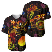 Nauru Baseball Jersey Octopus Plumeria Polynesian Tattoo