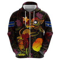 Nauru Zip Hoodie Octopus Plumeria Polynesian Tattoo