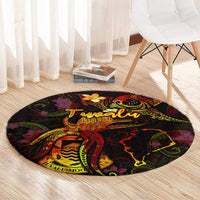 Tuvalu Round Carpet Octopus Plumeria Polynesian Tattoo