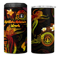 Northern Mariana Islands 4 in 1 Can Cooler Tumbler Octopus Plumeria Polynesian Tattoo DT02 One Size: 16 oz Black - Polynesian Pride