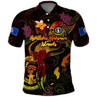 Northern Mariana Islands Polo Shirt Octopus Plumeria Polynesian Tattoo