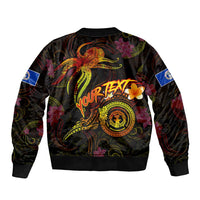 Northern Mariana Islands Sleeve Zip Bomber Jacket Octopus Plumeria Polynesian Tattoo