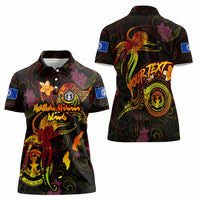 Northern Mariana Islands Women Polo Shirt Octopus Plumeria Polynesian Tattoo