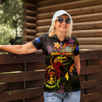 Northern Mariana Islands Women Polo Shirt Octopus Plumeria Polynesian Tattoo