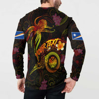 Marshall Islands Button Sweatshirt Octopus Plumeria Polynesian Tattoo