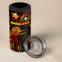 Marshall Islands 4 in 1 Can Cooler Tumbler Octopus Plumeria Polynesian Tattoo