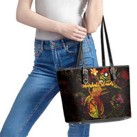 Marshall Islands Leather Tote Bag Octopus Plumeria Polynesian Tattoo