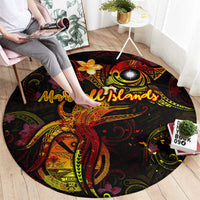 Marshall Islands Round Carpet Octopus Plumeria Polynesian Tattoo