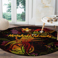 Marshall Islands Round Carpet Octopus Plumeria Polynesian Tattoo