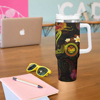 Marshall Islands Tumbler With Handle Octopus Plumeria Polynesian Tattoo