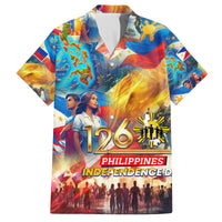Custom The Philippines 126th Independence Anniversary Family Matching Off Shoulder Short Dress and Hawaiian Shirt Art Style