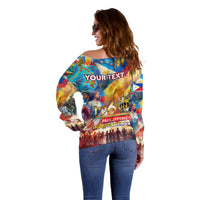 Custom The Philippines 126th Independence Anniversary Off Shoulder Sweater Art Style DT02 - Polynesian Pride