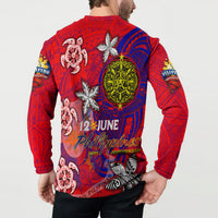Personalized Philippines 12 June Independence Day Button Sweatshirt Polynesian Turtle Plumeria DT02 - Polynesian Pride
