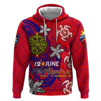 Personalized Philippines 12 June Independence Day Hoodie Polynesian Turtle Plumeria DT02 Pullover Hoodie Red - Polynesian Pride