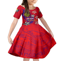 Personalized Philippines 12 June Independence Day Kid Short Sleeve Dress Polynesian Turtle Plumeria DT02 KID Red - Polynesian Pride