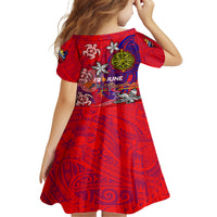 Personalized Philippines 12 June Independence Day Kid Short Sleeve Dress Polynesian Turtle Plumeria DT02 - Polynesian Pride