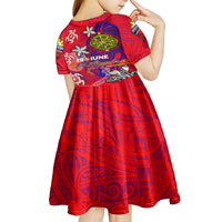 Personalized Philippines 12 June Independence Day Kid Short Sleeve Dress Polynesian Turtle Plumeria DT02 - Polynesian Pride