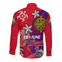 Personalized Philippines 12 June Independence Day Long Sleeve Button Shirt Polynesian Turtle Plumeria DT02 - Polynesian Pride