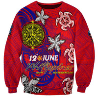 Personalized Philippines 12 June Independence Day Sweatshirt Polynesian Turtle Plumeria DT02 Unisex Red - Polynesian Pride