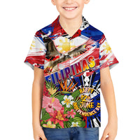 Personalized Philippines Independence Day Family Matching Off The Shoulder Long Sleeve Dress and Hawaiian Shirt Polynesia Filipinas Eagle Hibiscus