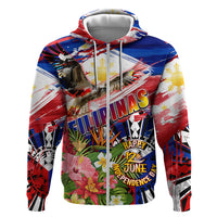 Personalized Philippines Independence Day Hoodie Polynesia Filipinas Eagle Hibiscus DT02 Zip Hoodie Blue - Polynesian Pride