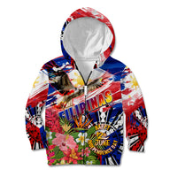 Personalized Philippines Independence Day Kid Hoodie Polynesia Filipinas Eagle Hibiscus DT02 Zip Hoodie Blue - Polynesian Pride