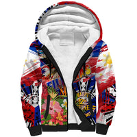 Personalized Philippines Independence Day Sherpa Hoodie Polynesia Filipinas Eagle Hibiscus DT02 Unisex Blue - Polynesian Pride