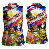 Personalized Philippines Independence Day Women Sleeveless Polo Shirt Polynesia Filipinas Eagle Hibiscus DT02 - Polynesian Pride