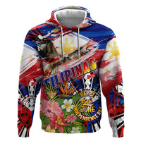 Personalized Philippines Independence Day Zip Hoodie Polynesia Filipinas Eagle Hibiscus