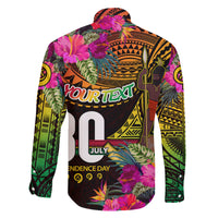 Personalised Vanuatu Independence Day 30 July Family Matching Off Shoulder Short Dress and Hawaiian Shirt Hibiscus Polynesian Pattern