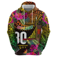 Personalised Vanuatu Independence Day 30 July Hoodie Hibiscus Polynesian Pattern DT02 - Polynesian Pride