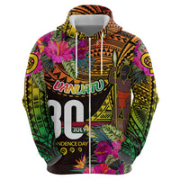 Personalised Vanuatu Independence Day 30 July Hoodie Hibiscus Polynesian Pattern DT02 - Polynesian Pride