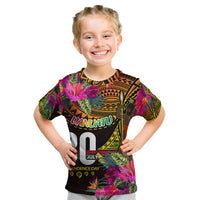 Personalised Vanuatu Independence Day 30 July Kid T Shirt Hibiscus Polynesian Pattern DT02 Yellow - Polynesian Pride