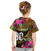 Personalised Vanuatu Independence Day 30 July Kid T Shirt Hibiscus Polynesian Pattern DT02 - Polynesian Pride
