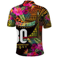 Personalised Vanuatu Independence Day 30 July Polo Shirt Hibiscus Polynesian Pattern