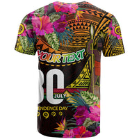 Personalised Vanuatu Independence Day 30 July T Shirt Hibiscus Polynesian Pattern DT02 - Polynesian Pride
