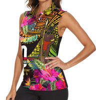 Personalised Vanuatu Independence Day 30 July Women Sleeveless Polo Shirt Hibiscus Polynesian Pattern DT02 - Polynesian Pride