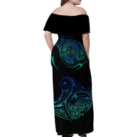 Sea Animal Polynesia Family Matching Off Shoulder Maxi Dress and Hawaiian Shirt Polynesian Pattern
