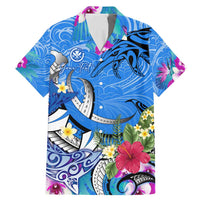 Aloha Hawaii Family Matching Mermaid Dress and Hawaiian Shirt Dolphins and Fish Hook Hibiscus