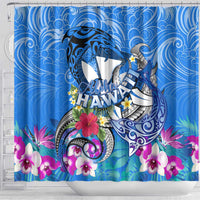 Aloha Hawaii Shower Curtain Dolphins and Fish Hook Hibiscus