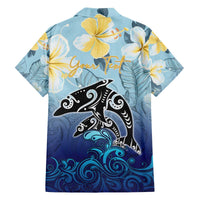 Mother And Baby Dolphins Family Matching Off The Shoulder Long Sleeve Dress and Hawaiian Shirt Hawaii Hibiscus